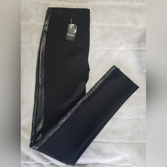 DANIER Slim Fit Pants with Leather Trim Size 8 or IT 42 / UK 12 - Picture 1 of 11